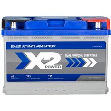 X2power Premium AGM 775CCA BCI Group 48 Car Battery - Vehicle Batteries