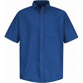 Red Kap Men's SP80 Poplin Dress Shirt - Short Sleeve - Royal Blue - Small -