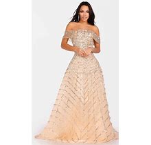 Terani Couture 231GL0400 - Off Shoulder Sequined A-Line Gown