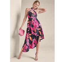 Women's Midnight Floral Halter Dress - Navy Multi, Size 3X By Venus