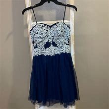 Sequin Hearts Dresses | Navy And Silver Short Homecoming Dress | Color: Blue | Size: 0