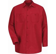Red Kap Men's SP14 Industrial Work Shirt - Long Sleeve - Red - Large -