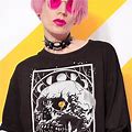 Gildan Gothic Skull Shirt Alternative Clothing Moon Phases T-Shirt Strega Fashion Paste - New Men | Color: Black | Size: M