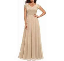 Gown Dress Maxi Formal Dress Party Dress V-Neck Bridesmaid Women Lace