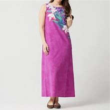 Quacker Factory Dresses | Quacker Factory Petite Printed Knit Maxi Dress | Color: Purple/Pink | Size: Sp