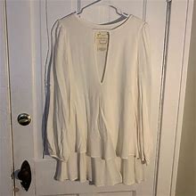 Free People Dresses | Free People Cream Tiered L/S Mini Dress Nwot | Color: Cream/White | Size: S