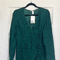 H&M Dresses | Green Ruched Slit Dress | Color: Green | Size: L