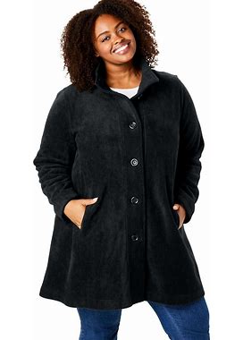 Plus Size Women's Fleece Swing Funnel-Neck Coat By Woman Within In Black (Size 6X)