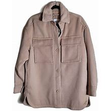Coat Jacket Solid Tan Pockets Thick Abercrombie & Fitch Button Down