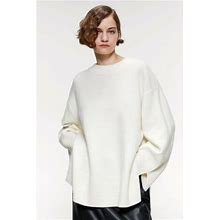 Zara Women 100% Wool Sweater Ecru 2893/007