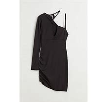 Ladies - Black Asymmetric Dress - Size: XXS - H&M