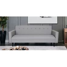 Homeroots 80" Gray Faux Leather And Black Sofa - 80