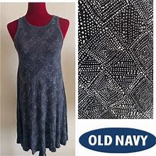 Old Navy Dresses | Black Print Sleeveless Knit Swing Dress { Old Navy } | Color: Black | Size: Xs