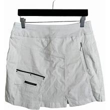 Jamie Sadock White Skort Skirt Size 6 Zip Pockets Black Trim