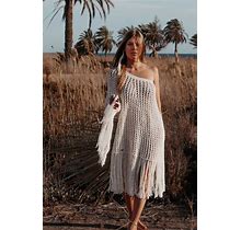 Summer Dress Crochet, Hippie Chic Dress Eco Cotton, Handmade Dress Recycled Cotton, Off White Crochet Dress,Boho Style Summer Dress