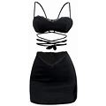 Black Womens Dresses Summer Casual Sleeveless Lace Solid Chest And Back Strap Hollow Suspender Slim Fit Short Casual Dress Summer Dresses For Women 20