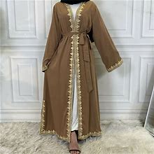 Dubai Women Embroidery Open Cardigan Dress Muslim Abaya Kimono Party