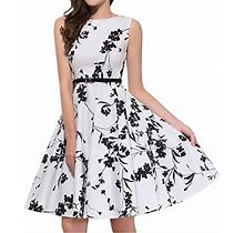 Grace Karin Sleeveless Classy Vintage Tea Dress With Belt Size S F11, Floral-11, Small