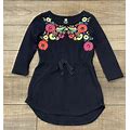 Toddler Girls Tea Embroidered Navy Blue Dress Flowers Size 2T
