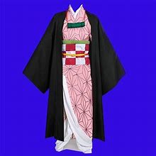 Kamado Nezuko Cosplay Costume Outfit Kimono Demon Slayer Anime For