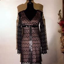 Ignite Evenings Dresses | Ignite Evenings Dress By Carol Lin, Black Lace & Silver, Size 4 (New) | Color: Black/Tan | Size: 4
