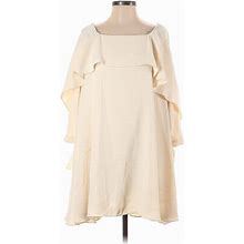 Halston Heritage Casual Dress Square 3/4 Sleeve: Ivory Dresses - Women's Size 0