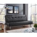 Topeakmart Convertible Futon Sofa Bed Faux Leather Futon Couch Bed With Chrome Metal Legs Black