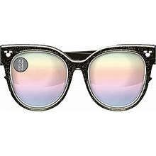 Jerry Leigh Adult Black Mickey Mouse Sunglasses With Reflective Lenses, Sparkly Arms And Oh Boy On The Side, Disney Accessories For Men Women, One