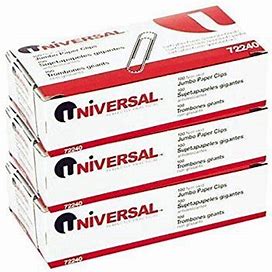 Universal Nonskid Paper Clips, Wire, Jumbo, Silver-100 Ct, 3 Pk