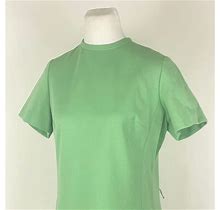 Green Mod Sheath Dress Medium Seventies Dress Spring Green Polyester Knit Women's 70'S Short Sleeve Sheath