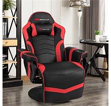 Goplus Massage Gaming Recliner Reclining Racing Chair Swivel - Red