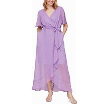 Sl Fashions Ruffled Wrap Dress - Amethyst - Size 4