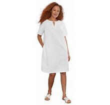 Plus Size Women's Linen-Blend A-Line Dress By Ellos In White (Size 32)