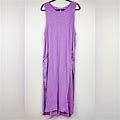 Anthro Women's Xl Daily Practice Relaxed Violet Midi Dress Sleeveless