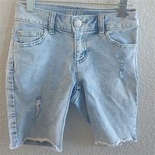 Justice Bottoms | Distressed Bermuda Length Denim Shorts | Color: Blue | Size: 10 Slim