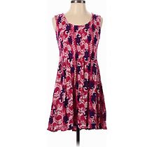 Kaktus Casual Dress - A-Line Scoop Neck Sleeveless: Pink Floral Dresses - Women's Size Small