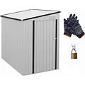 Outsunny 4' X 6' Metal Outdoor Storage Shed, Lean To Storage Shed, Garden Tool Storage House With Lockable Door And 2 Air Vents For Backyard, Patio,