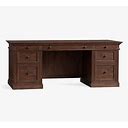 Livingston 75" Executive Desk With Drawers, Brown Wash | Pottery Barn