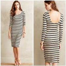 Anthropologie Dolan Striped Midi Dress Size Small | Color: Black/Cream | Size: S