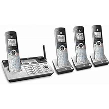 AT&T TL96477 DECT 6.0 Expandable Cordless Phone With Bluetooth Connect To Cell, Smart Call Blocker And Answering System, Silver/Black With 4 Handsets