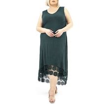 Plus Size Nina Leonard High Low Crochet Dress, Women's, Size: 3XL, Green