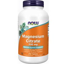 NOW Foods Magnesium Citrate 200Mg 250 Tablets Critical Enzyme Function 10/24EXP