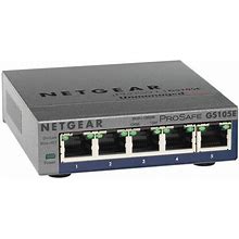 GS105E100NASKIT Netgear Prosafe 5-Port 10/100/1000Mbps RJ45 Gigabit Ethernet Desktop Switch (Refurbished)