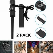 2 Pack Fire Starter Magnesium Flint Lighter Emergency Gear Kits Survival Tools