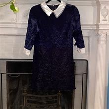 Topshop Petite Dresses | Topshop Petite Collared Shift Dress | Color: Black/Blue | Size: 6
