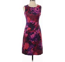 Lands' End Casual Dress - Sheath Crew Neck Sleeveless: Pink Floral Dresses - Women's Size 2