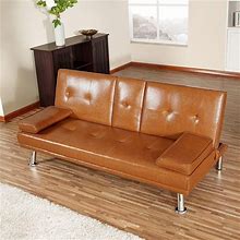 Folding Futon Sofa Bed Convertible Sleeper Couch For Living Room Faux Leather