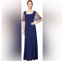 Alex Evenings Dresses | Alex Evenings Mother Of The Bride Dress Embellished Beaded Sleeves Size 4 | Color: Purple | Size: 4