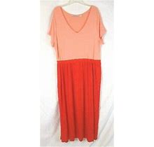 Isaac Mizrahi Color Block Maxi Dress Pink Red Stretch A232665 Women