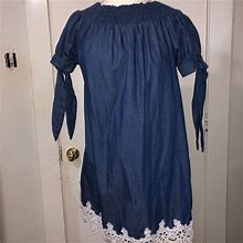Denim Dress With Crochet | Color: Blue/White | Size: M